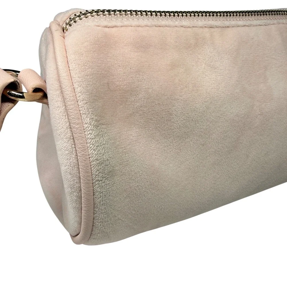 Juicy Couture Pink Velour Rhinestone Barrel Crossbody